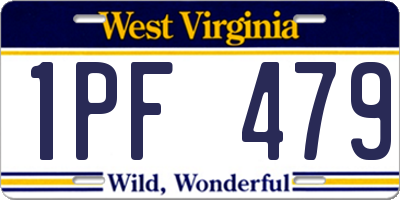 WV license plate 1PF479