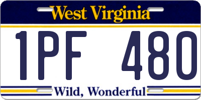 WV license plate 1PF480
