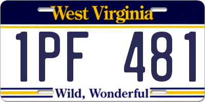 WV license plate 1PF481