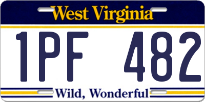 WV license plate 1PF482
