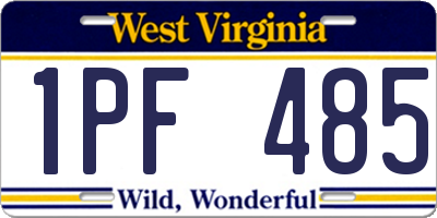 WV license plate 1PF485