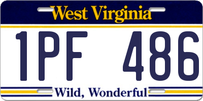 WV license plate 1PF486