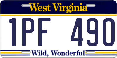 WV license plate 1PF490