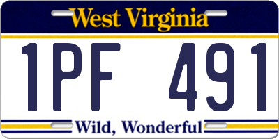 WV license plate 1PF491