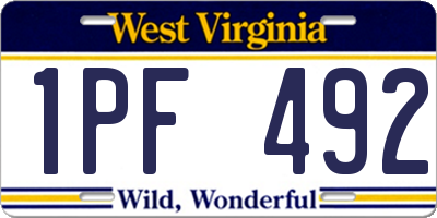 WV license plate 1PF492