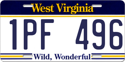 WV license plate 1PF496