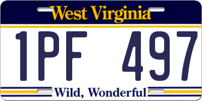 WV license plate 1PF497