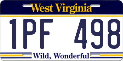 WV license plate 1PF498