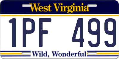 WV license plate 1PF499