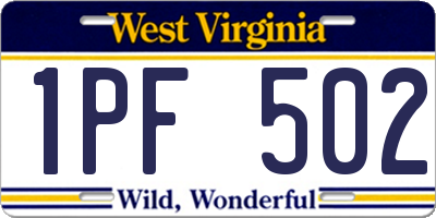WV license plate 1PF502