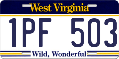 WV license plate 1PF503