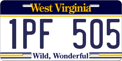 WV license plate 1PF505