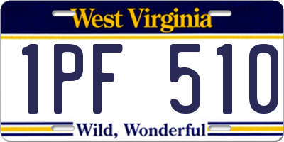 WV license plate 1PF510