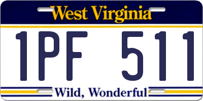 WV license plate 1PF511