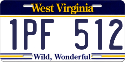 WV license plate 1PF512