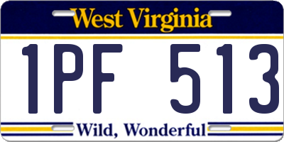 WV license plate 1PF513