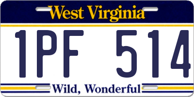 WV license plate 1PF514