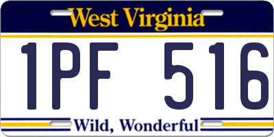 WV license plate 1PF516