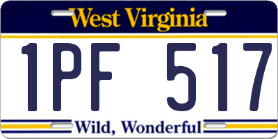 WV license plate 1PF517
