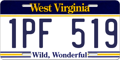 WV license plate 1PF519