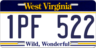 WV license plate 1PF522