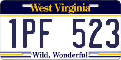 WV license plate 1PF523