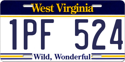 WV license plate 1PF524