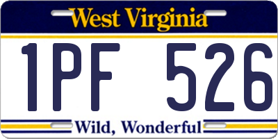 WV license plate 1PF526