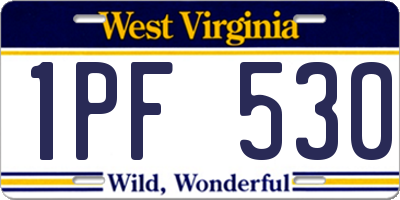 WV license plate 1PF530
