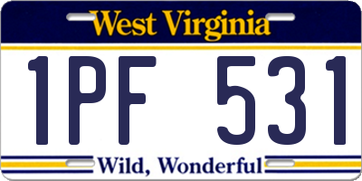 WV license plate 1PF531
