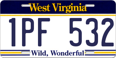 WV license plate 1PF532