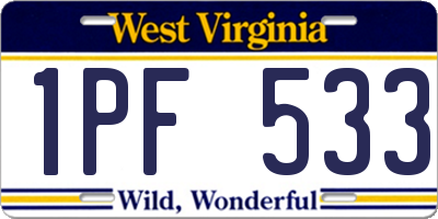 WV license plate 1PF533