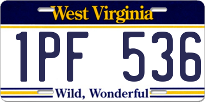WV license plate 1PF536