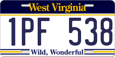 WV license plate 1PF538