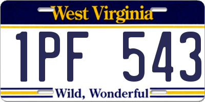 WV license plate 1PF543