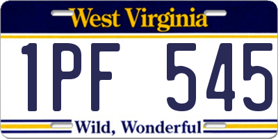 WV license plate 1PF545