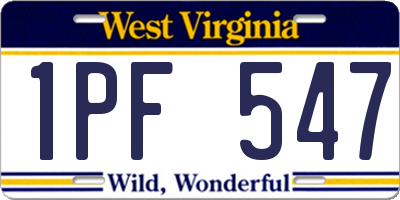WV license plate 1PF547