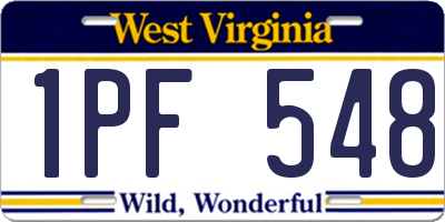 WV license plate 1PF548