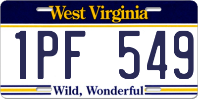 WV license plate 1PF549