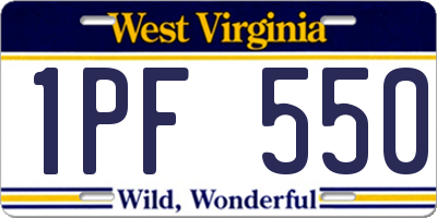 WV license plate 1PF550