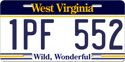 WV license plate 1PF552