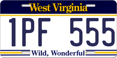 WV license plate 1PF555
