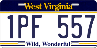 WV license plate 1PF557