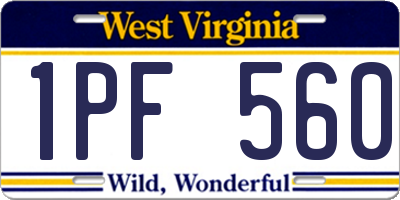 WV license plate 1PF560