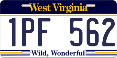 WV license plate 1PF562