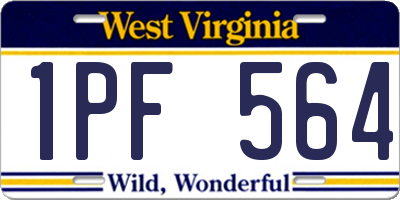 WV license plate 1PF564