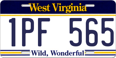 WV license plate 1PF565