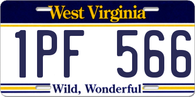 WV license plate 1PF566