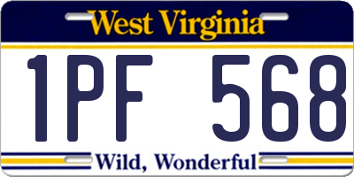 WV license plate 1PF568