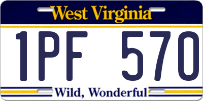 WV license plate 1PF570